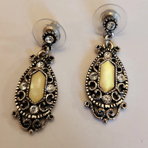 Vintage 1928 victorian style earrings crystal - Picture 4 of 5
